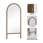 MAYEERTY Miroir pleine longueur en bois massif échelle rectangulaire noyer 63x24x1in sans support