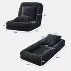 Lit de luxe pour chien Acekool en chenille 5 positions réglable et pliable avec oreillers moelleux, grande chaise longue pour humains et animaux de compagnie