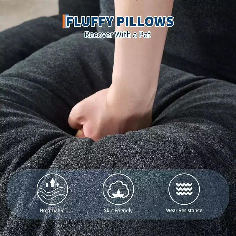 Lit de luxe pour chien Acekool en chenille 5 positions réglable et pliable avec oreillers moelleux, grande chaise longue pour humains et animaux de compagnie
