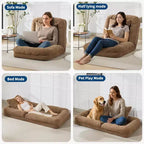 Lit de luxe pour chien Acekool en chenille 5 positions réglable et pliable avec oreillers moelleux, grande chaise longue pour humains et animaux de compagnie