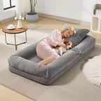 Lit de luxe pour chien Acekool en chenille 5 positions réglable et pliable avec oreillers moelleux, grande chaise longue pour humains et animaux de compagnie