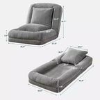 Lit de luxe pour chien Acekool en chenille 5 positions réglable et pliable avec oreillers moelleux, grande chaise longue pour humains et animaux de compagnie