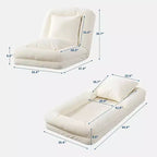 Lit de luxe pour chien Acekool en chenille 5 positions réglable et pliable avec oreillers moelleux, grande chaise longue pour humains et animaux de compagnie