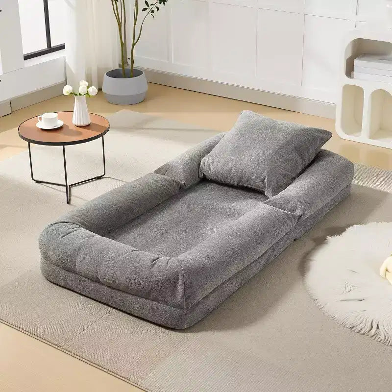 Lit de luxe pour chien Acekool en chenille 5 positions réglable et pliable avec oreillers moelleux, grande chaise longue pour humains et animaux de compagnie