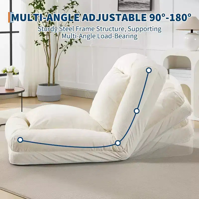 Lit de luxe pour chien Acekool en chenille 5 positions réglable et pliable avec oreillers moelleux, grande chaise longue pour humains et animaux de compagnie
