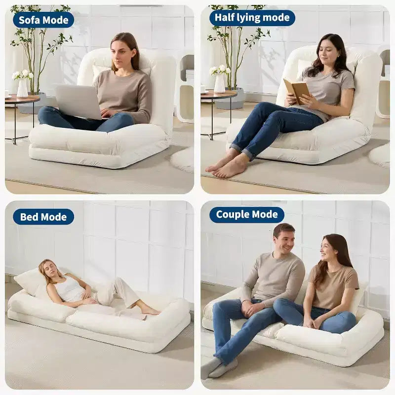 Lit de luxe pour chien Acekool en chenille 5 positions réglable et pliable avec oreillers moelleux, grande chaise longue pour humains et animaux de compagnie