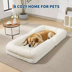 Lit de luxe pour chien Acekool en chenille 5 positions réglable et pliable avec oreillers moelleux, grande chaise longue pour humains et animaux de compagnie