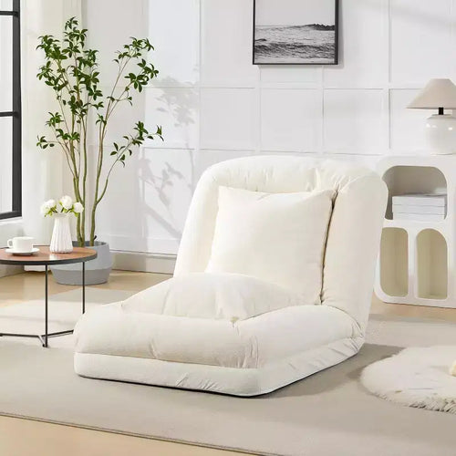 Acekool Chenille 5-Position Adjustable Foldable Sofa Dog Bed with Fluffy Pillows, Oversized Lounger for People and Pets