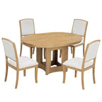 Ensemble de salle à manger rond extensible Whisen Farmhouse avec 4 chaises