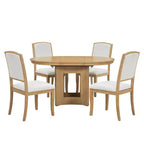 Ensemble de salle à manger rond extensible Whisen Farmhouse avec 4 chaises