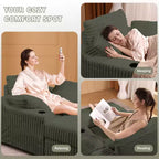 Chaise longue surdimensionnée avec pouf de rangement, canapé-lit nuage en velours côtelé rembourré avec 3 oreillers pour salon, chambre à coucher