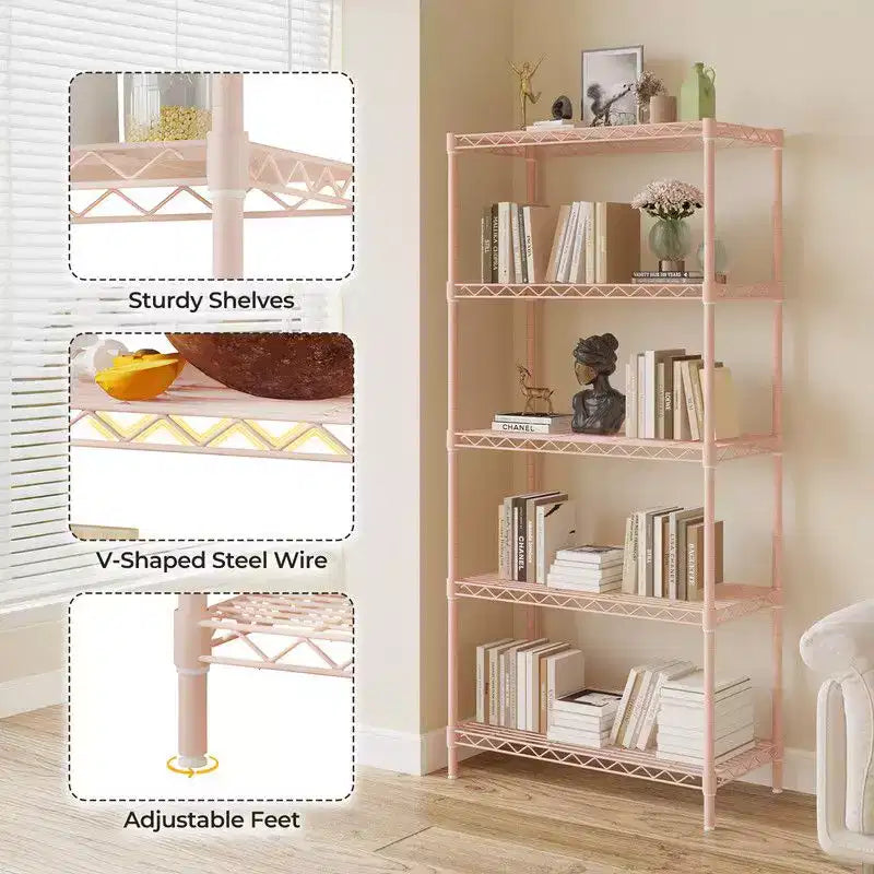 Étagère de rangement Karl Home à 5 niveaux, en fil métallique, coloris noir