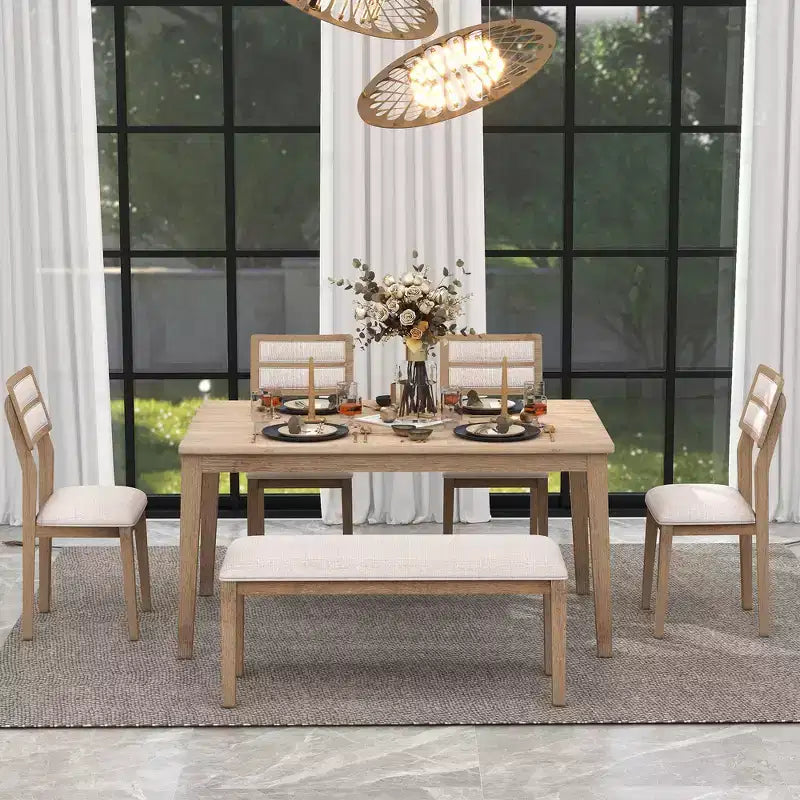 Ensemble de salle à manger GDFStudio Monica 6 pièces avec table et chaises rembourrées