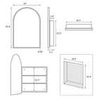 MAYEERTY 24 x 35,8 po Armoires de salle de bain murales modernes en forme d'arche, miroir mural avec rangement à cadre métallique, Noir