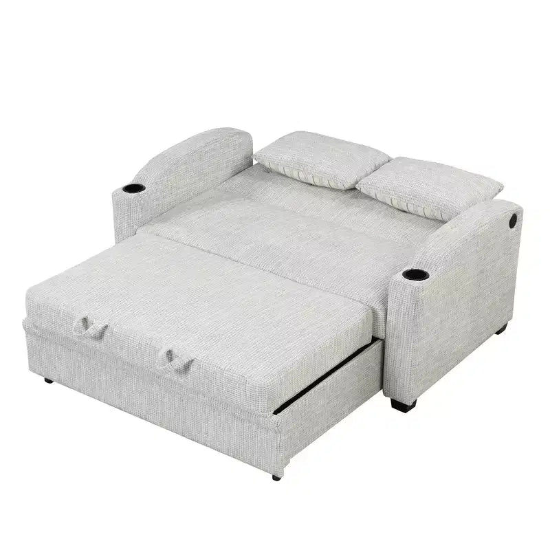 Canapé-lit convertible Polibi avec port USB, porte-gobelets et dossier réglable