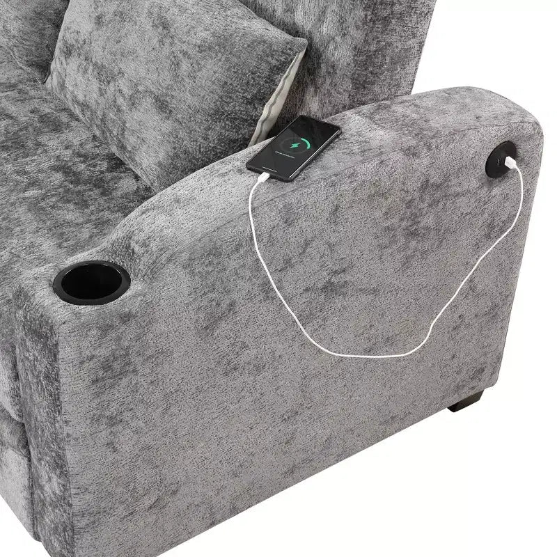 Canapé-lit convertible Polibi avec port USB, porte-gobelets et dossier réglable