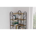 Étagère d'angle industrielle 7 niveaux Okak, bibliothèque autoportante en forme de L, vitrine pour salon, chambre, bureau, marron