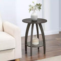 HomeStock 24 in.H Gray Color Rectangle Wood Table Top End Table 1 -piece