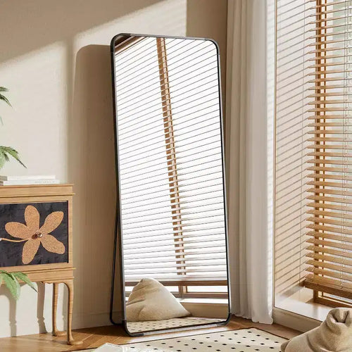 65 x 24 Full Length Mirror with Rounded Corners, Floor Mirror for Standing, Hanging or Leaning in Bedroom or Dressing Room