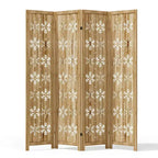 MAYEERTY Paravent en bois 63*67 pouces, Cloison pliable autoportante pour intérieur, 4 panneaux, Marron