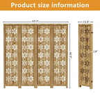 MAYEERTY Paravent en bois 63*67 pouces, Cloison pliable autoportante pour intérieur, 4 panneaux, Marron