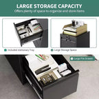 Acekool 103 Armoire de Rangement Roulante avec Serrure, Établi et Étagère Réglable, Chariot à Outils Mobile pour Garage, Atelier, Bureau, Noir