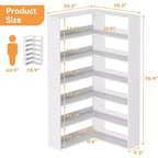 Coolmee Étagère d'angle industrielle à 6 niveaux, bibliothèque en forme de L avec déflecteurs et étagères, grande unité de rangement pour salon, bureau à domicile