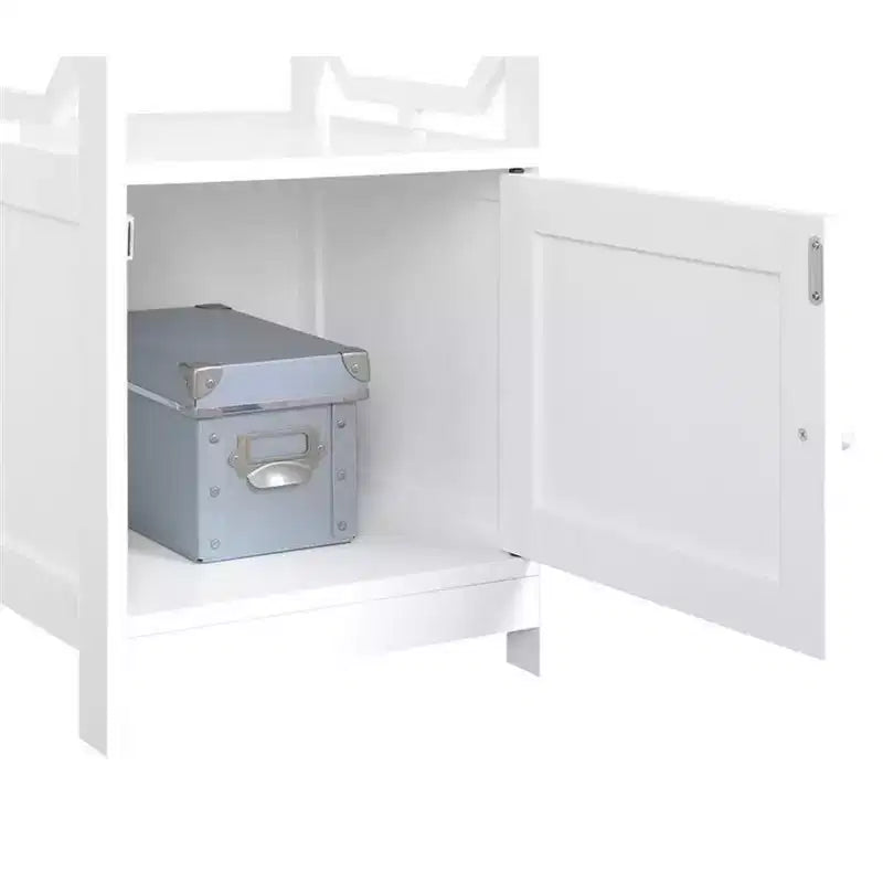 Table d'appoint HomeStock Belmont avec armoire et étagère ouverte, design octogonal élégant, petite table d'appoint compacte en MDF pour le salon ou la chambre à coucher