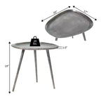 Table d'appoint HomeStock Belmont en métal avec plateau triangulaire arrondi et trois pieds, table d'appoint en aluminium fabriquée à la main avec une finition moderne rustique