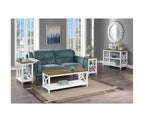 Table d'appoint Belmont HomeStock avec étagères Design en X d'inspiration italienne Rangement à deux niveaux Bois d'hévéa massif avec placage de chêne Table d'appoint