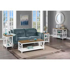 Table d'appoint Belmont HomeStock avec étagères Design en X d'inspiration italienne Rangement à deux niveaux Bois d'hévéa massif avec placage de chêne Table d'appoint
