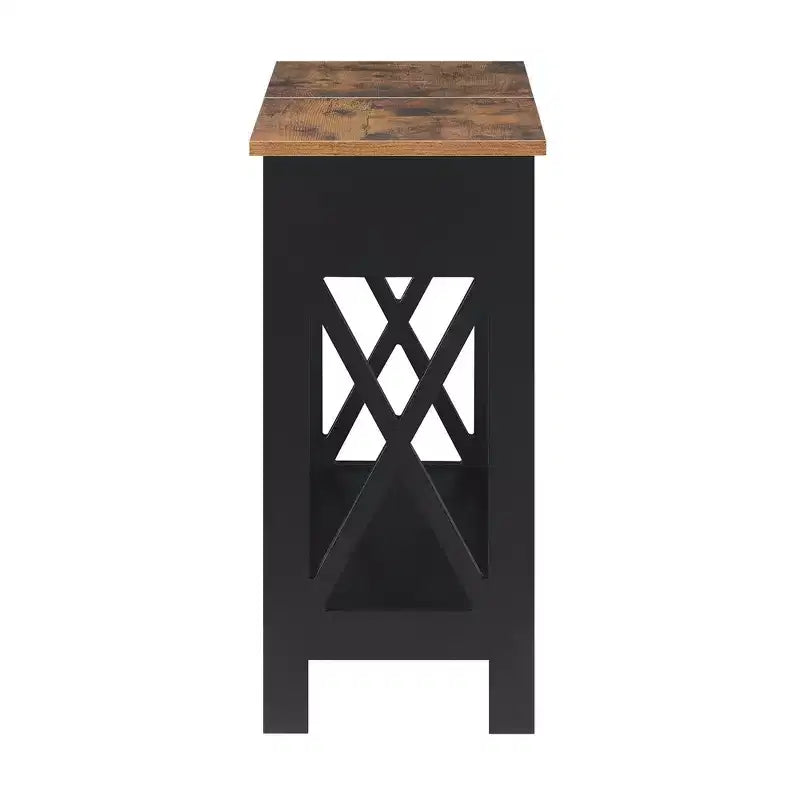 Table d'appoint relevable HomeStock Belmont avec station de charge et étagère, finition bicolore, table de chevet moderne avec rangement et présentoir cachés