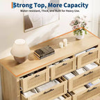 Commode cannelée à 7 tiroirs, commode haute de 114 cm, 7 tiroirs de commode, commode en bois avec rangement pour vêtements, armoire de rangement pour salon ou chambre à coucher
