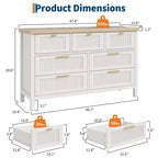 Commode cannelée à 7 tiroirs, commode haute de 114 cm, 7 tiroirs de commode, commode en bois avec rangement pour vêtements, armoire de rangement pour salon ou chambre à coucher