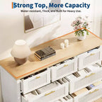 Commode cannelée à 7 tiroirs, commode haute de 114 cm, 7 tiroirs de commode, commode en bois avec rangement pour vêtements, armoire de rangement pour salon ou chambre à coucher