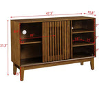 Bahut-buffet de 120 cm avec rangements, bahut-buffet de ferme cannelé avec 2 portes et pieds en bois massif, meuble console média