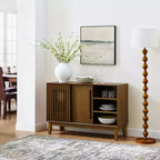 Bahut-buffet de 120 cm avec rangements, bahut-buffet de ferme cannelé avec 2 portes et pieds en bois massif, meuble console média
