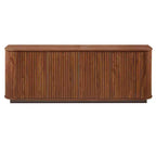 Homy Casa Buffet de Rangement Moderne Cannelé à 4 Portes avec Étagères Réglables, Noyer