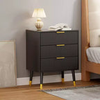 Commode à 3 tiroirs cannelés COZONY, commode de rangement moderne pour chambre à coucher avec cadre en bois, table de chevet compacte pour chambre à coucher et salon