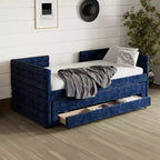 GDFStudio Alston Lit de repos double capitonné avec lit gigogne et tiroirs de rangement