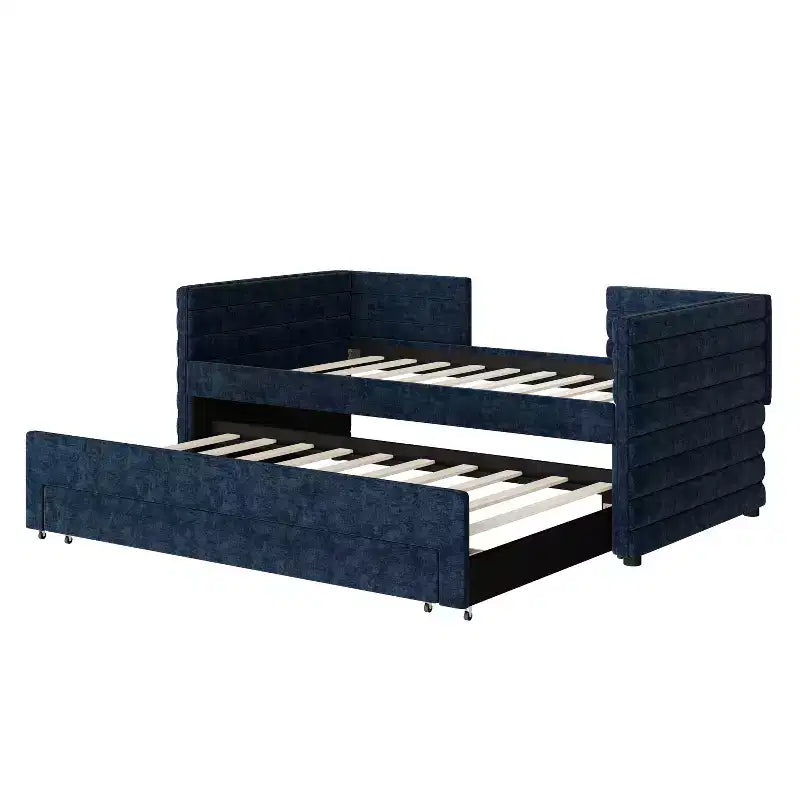 GDFStudio Alston Lit de repos double capitonné avec lit gigogne et tiroirs de rangement