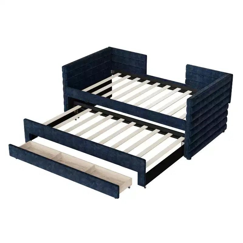 GDFStudio Alston Lit de repos double capitonné avec lit gigogne et tiroirs de rangement