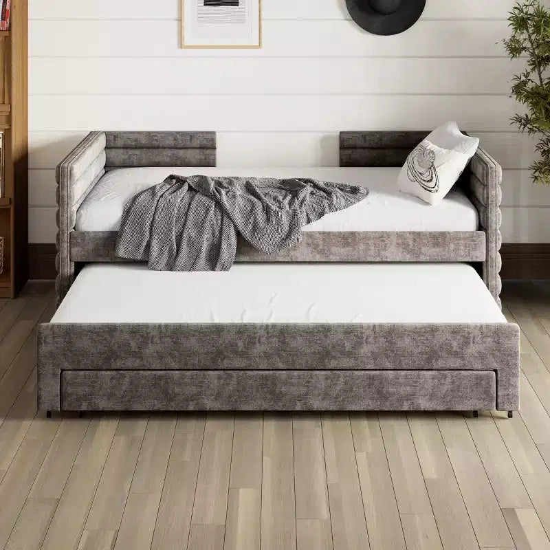GDFStudio Alston Lit de repos double capitonné avec lit gigogne et tiroirs de rangement