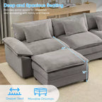 Mjkone Canapé modulaire surdimensionné de 396 cm, en forme de U avec 2 poufs, canapé 6 places en chenille avec assise profonde