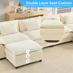 Mjkone Canapé modulaire surdimensionné de 396 cm, en forme de U avec 2 poufs, canapé 6 places en chenille avec assise profonde