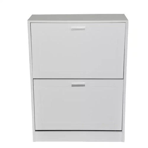 AndMakers 31 in. H x 24 in. W White Titanium Wood Shoe Storage Cabinet
