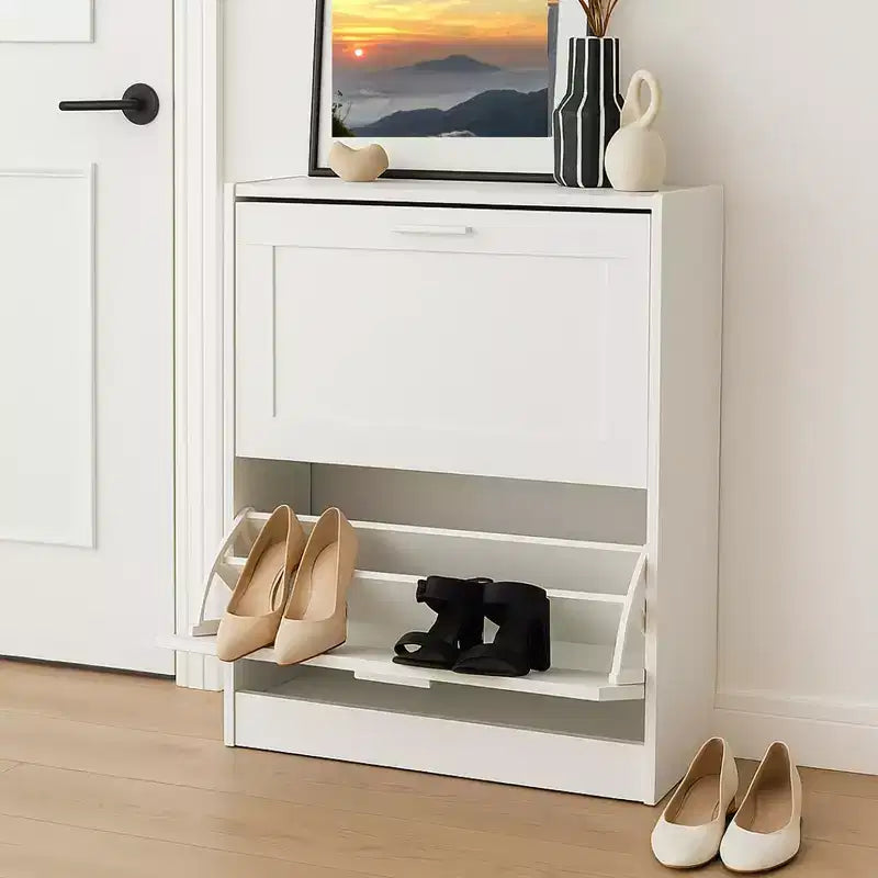 Meuble à chaussures en bois AndMakers 31 po H x 24 po L, blanc titane