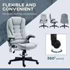 Fauteuil de bureau exécutif de massage vibrant à 6 points Okak avec chaleur, fauteuil d'ordinateur inclinable avec télécommande, fauteuil confortable pour l'étude, le bureau, gris