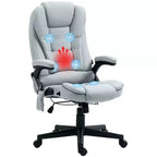 Fauteuil de bureau exécutif de massage vibrant à 6 points Okak avec chaleur, fauteuil d'ordinateur inclinable avec télécommande, fauteuil confortable pour l'étude, le bureau, gris