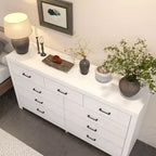 Commode de rangement rustique Famapy à 9 tiroirs, compartiments, construction robuste, tiroirs spacieux